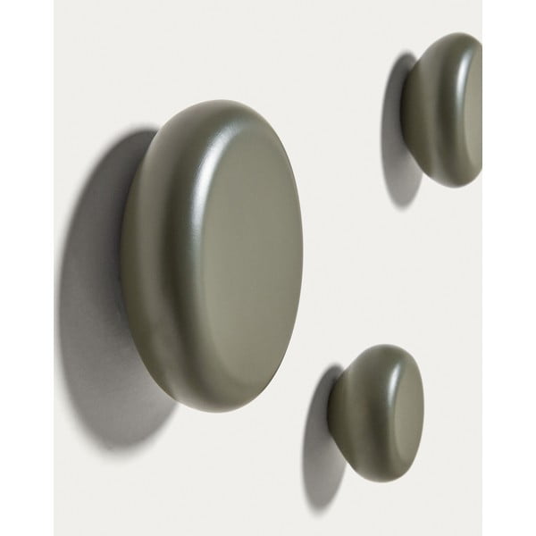 Sivozelené nástenné drevené háčiky v súprave 3 ks Nadue – Kave Home-image-1