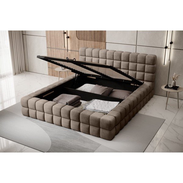 Sivá čalúnená dvojlôžková posteľ s úložným priestorom s roštom 180x200 cm Dizzle – ELTAP-image-2