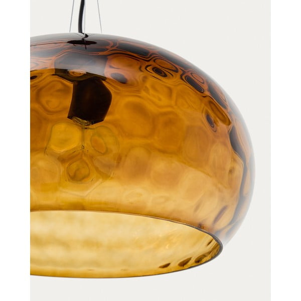 Jantárové sklenené závesné svietidlo so skleneným tienidlom ø 40 cm Balma – Kave Home-image-3