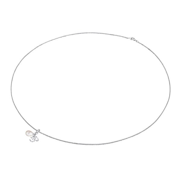 Strieborný náhrdelník s príveskom a perlou Chakra Pearls Aum, 70 cm