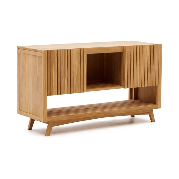 Nízka skrinka pod umývadlo z teakového dreva v prírodnej farbe 140x80 cm Kuveni – Kave Home-image-2