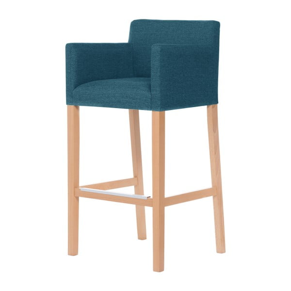 Tyrkysová barová stolička s hnedými nohami Ted Lapidus Maison Sillage
