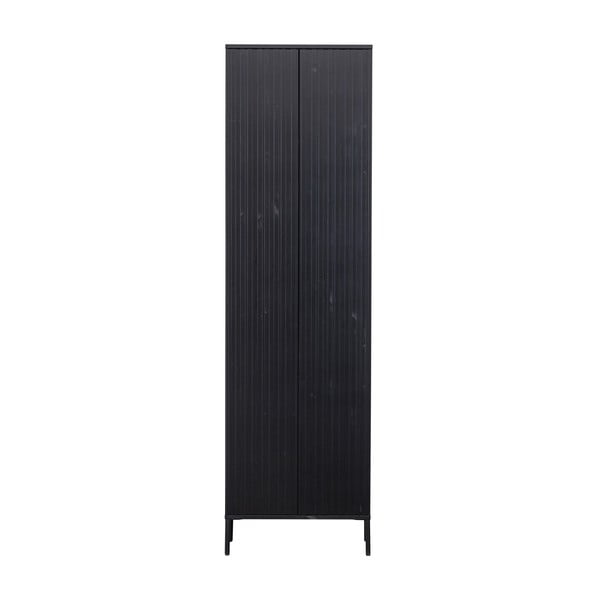 Čierna šatníková skriňa z borovicového dreva 60x210 cm Gravure – WOOOD