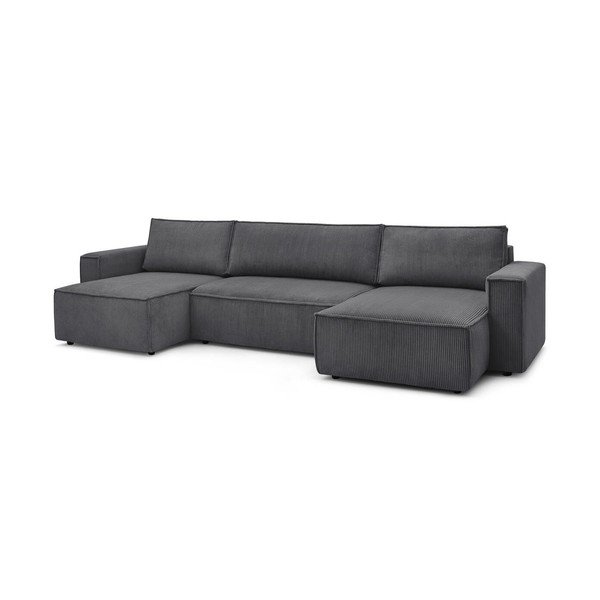 Taupe menčestrová rozkladacia rohová pohovka (do tvaru "U") Nihad – Bobochic Paris-image-2