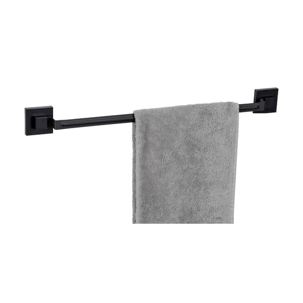 Čierny samodržiaci držiak na uteráky z nehrdzavejúcej ocele Quadro – Wenko-image-2