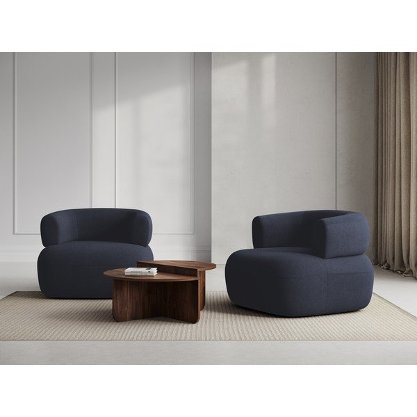 Tmavomodré kreslo z textílie buklé Jenny – Micadoni Home-image-1