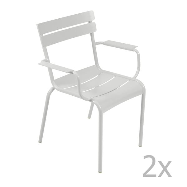 Sada 2 svetlosivých stoličiek s opierkami na ruky Fermob Luxembourg
