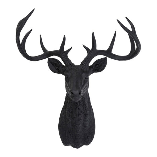 Čierna nástenná dekorácia v tvare jeleňa Kare Design Deer, 62 × 93 cm