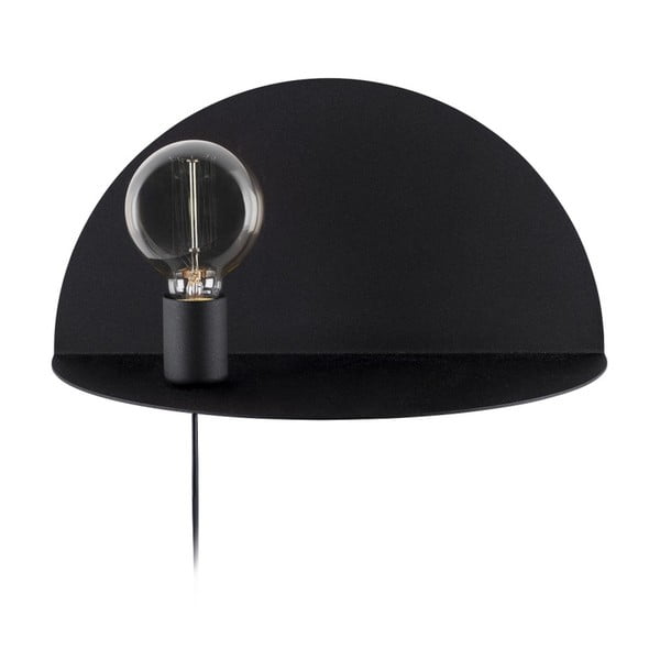 Čierna nástenná lampa s poličkou Shelfie, výška 20 cm