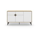 Nízka komoda v dekore duba v bielo-prírodnej farbe 140x79 cm Nola – Marckeric