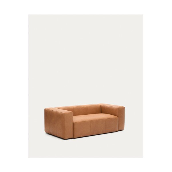 Hnedá kožená pohovka 210 cm Blok – Kave Home-image-2