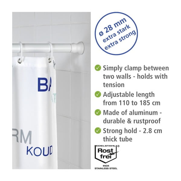 Biela tyč na sprchový záves 110 - 185 cm – Wenko-image-3