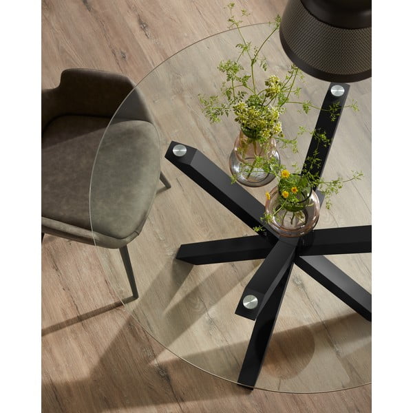 Guľatý jedálenský stôl so sklenenou doskou Kave Home, ø 119 cm-image-2