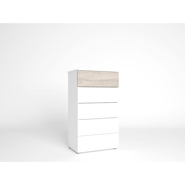 Biela vysoká komoda v dekore duba 62x111 cm Sahara - Marckeric-image-2