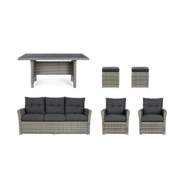 Sivá záhradná lounge súprava z umelého ratanu pre 6 Ariel – Bizzotto-image-3