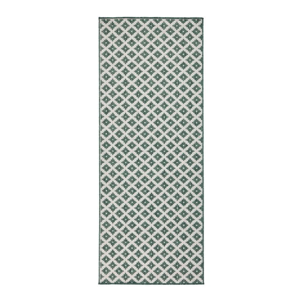 Zeleno-krémový obojstranný behúň vhodný aj do exteriéru Bougari Nizza, 80 × 350 cm