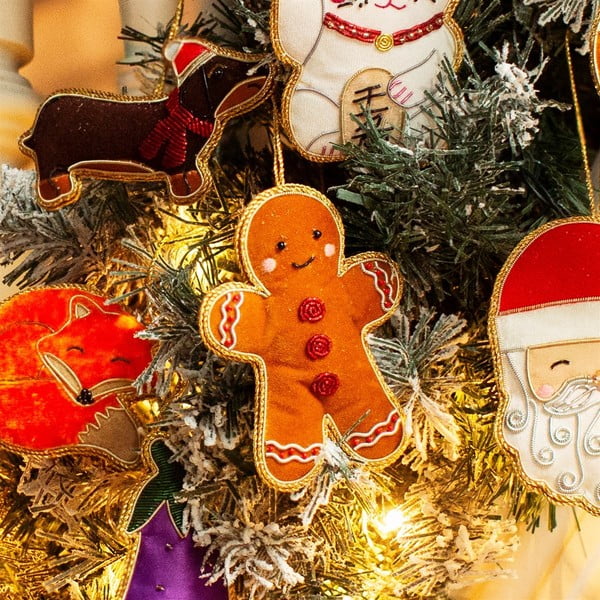 Textilná ručne vyrobená vianočná ozdoba 10 cm Gingerbread – Sass & Belle-image-1