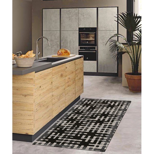 Čierny umývateľný behúň 55x115 cm Dama Nero – Floorita-image-1