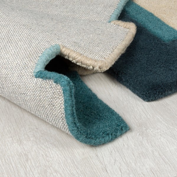 Modrý/béžový vlnený koberec 120x180 cm Abstract Collage – Flair Rugs-image-3