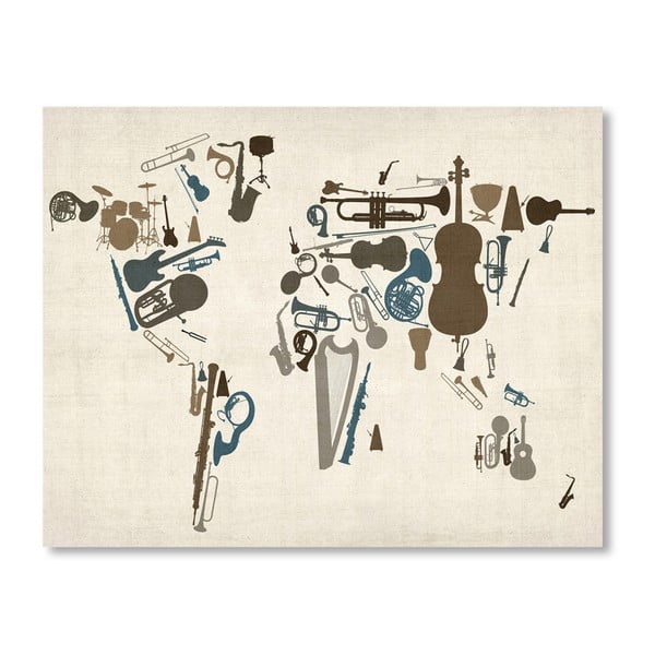 Plagát s mapou sveta Americanflat Instruments, 60  ×   42 cm
