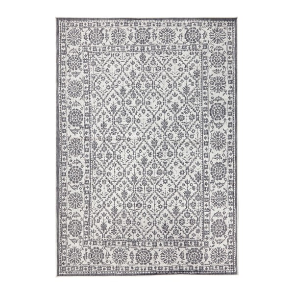 Sivo-krémový obojstranný koberec vhodný aj do exteriéru Bougari Curacao, 120 × 170 cm
