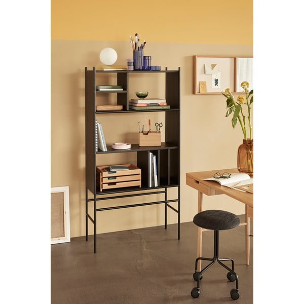 Čierna knižnica z jaseňového dreva Hübsch Divide, 79 x 160 cm-image-1