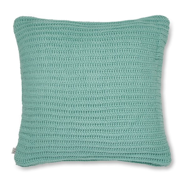 Tyrkysová pletená obliečka na vankúš Catherine Lansfield Knit, 45 × 45 cm