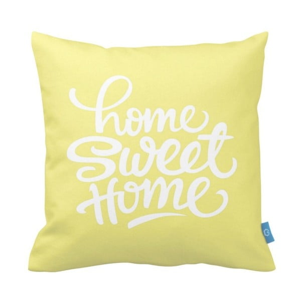 Žltá obliečka na vankúš Home Sweet Home, 40 × 40 cm