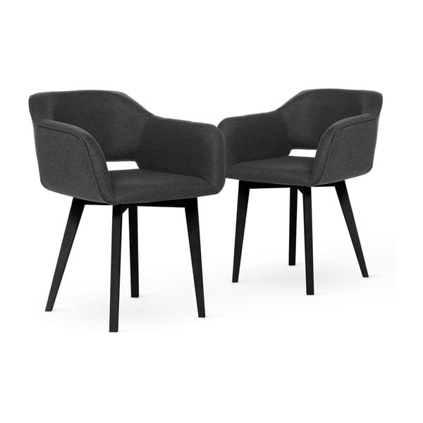Sada 2 tmavosivých jedálenských stoličiek s čiernymi nohami My Pop Design Oldenburg