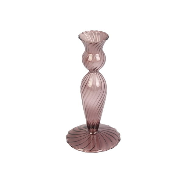 Hnedý sklenený svietnik PT LIVING Swirl, výška 17 cm