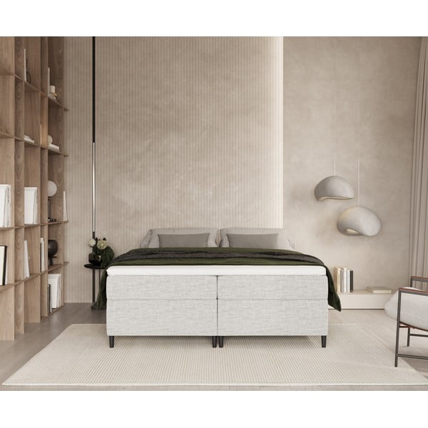 Svetlosivá boxspring posteľ s úložným priestorom 200x200 cm Araya – Maison de Rêve-image-4