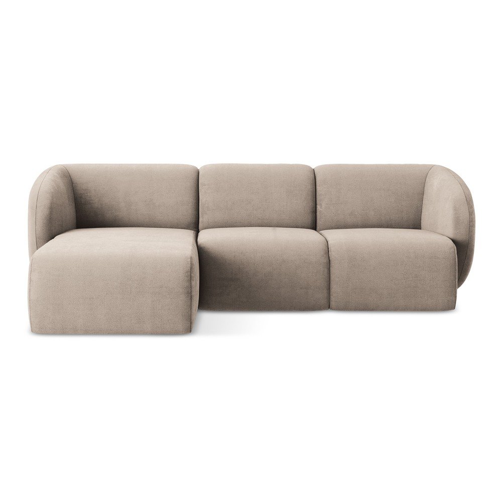 Svetlohnedá ženilková rohová pohovka (ľavý roh/s leňoškou) Lani – Makamii