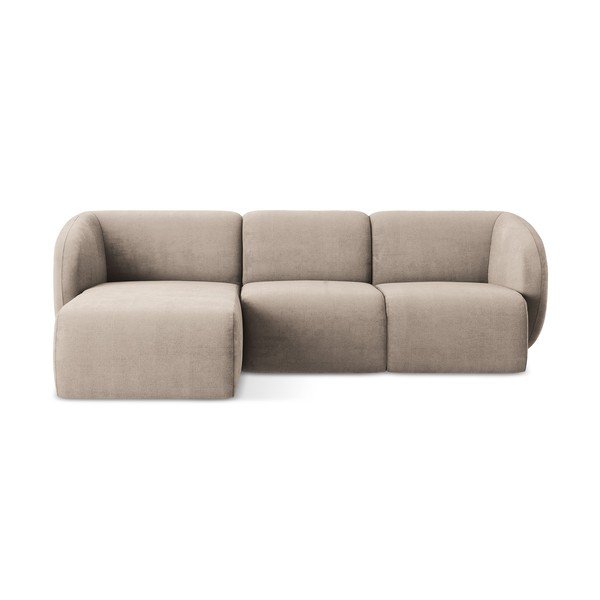 Svetlohnedá ženilková rohová pohovka (ľavý roh/s leňoškou) Lani – Makamii