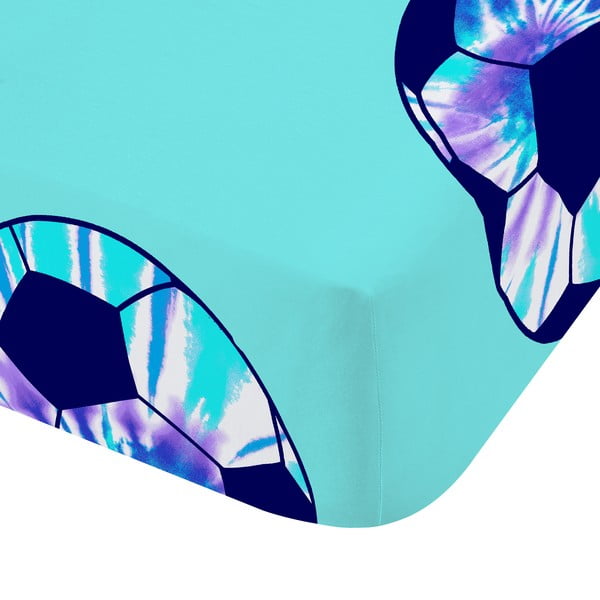 Tyrkysová napínacia detská plachta na dvojlôžko 135x190 cm Tie Dye Football – Catherine Lansfield