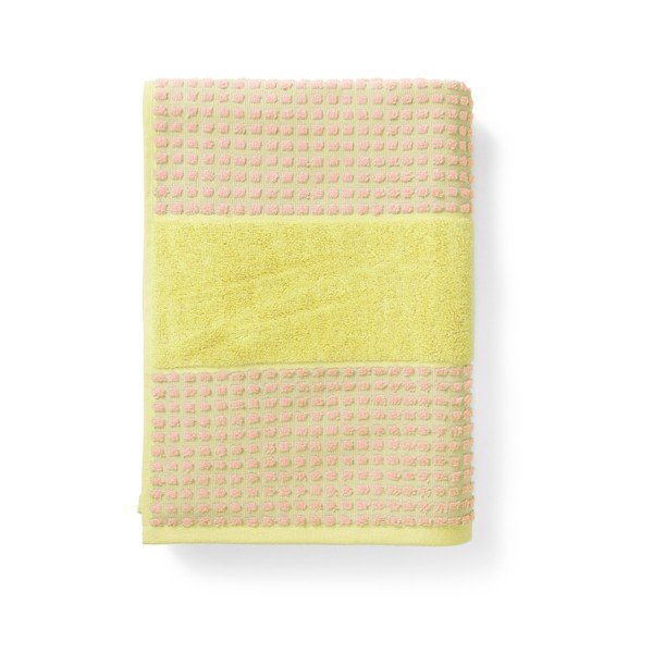 Žltá/ružová froté osuška z Bio bavlny 70x140 cm Check – JUNA