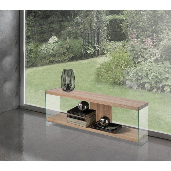 Sklenený TV stolík v prírodnej farbe 120x45x29,5 cm Nancy – Tomasucci-image-1
