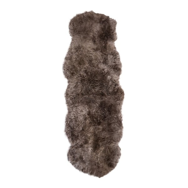 Sivohnedý kožušinový koberec s krátkym chlpom Furry, 160 x 55 cm
