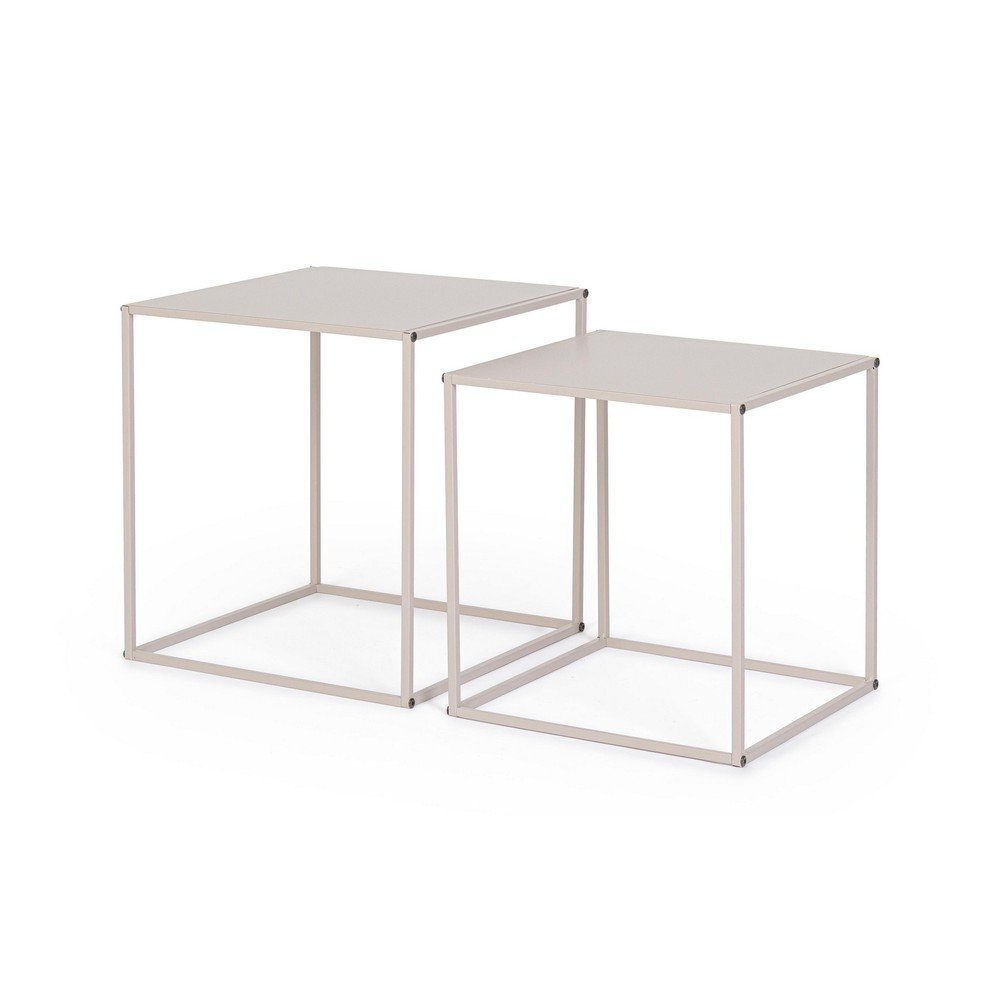 E-shop Béžové kovové konferenčné stolíky v súprave 2 ks 38x38 cm Alrik – Yes Everyday