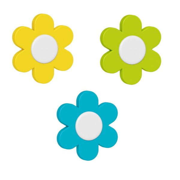 Dekoratívne klipsy na kvetináč Flower Yellow/Green/Blue, 3 ks