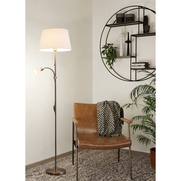 Sivá stojacia lampa so skleneným a textilným tienidlom (výška 170 cm) CONESA – EGLO-image-2