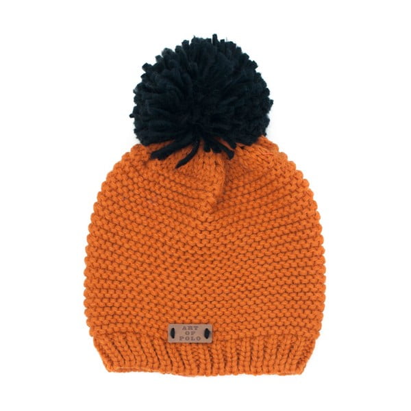 Oranžová čapica s brmbolcom Pom