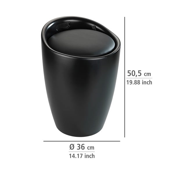 Čierna kúpeľňová stolička s vyberateľným košom na bielizeň Wenko Candy-image-2