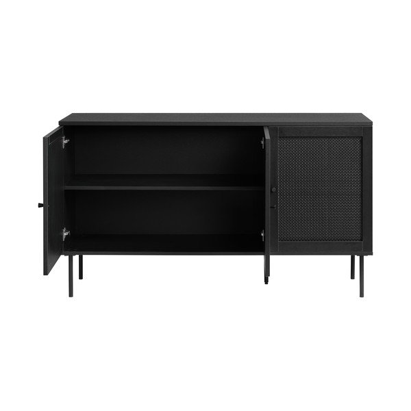 Čierna nízka komoda v dekore duba 140x80 cm Pensacola – Unique Furniture-image-3