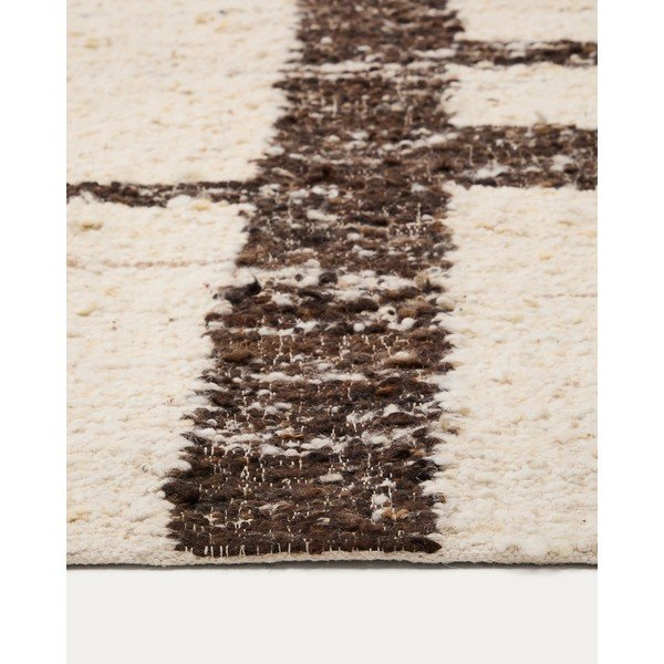 Krémový obojstranný vlnený koberec 160x230 cm Hadin – Kave Home-image-3