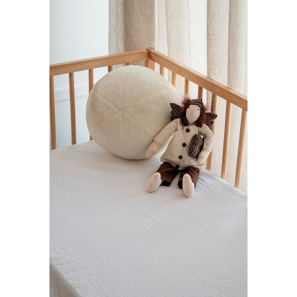 Biele napínacie mušelínové detské prestieradlo do postieľky 60x120 cm Burumcuk – Mijolnir-image-2