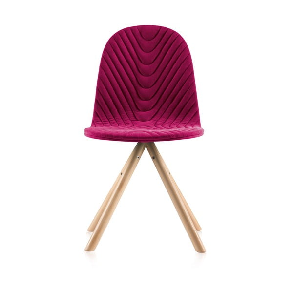 Ružová stolička s prírodnými nohami IKER Mannequin Wave