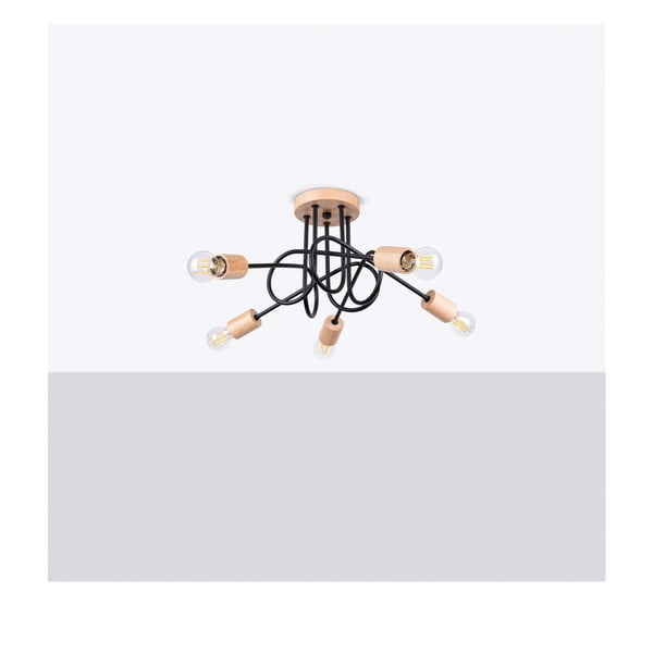 Stropné svietidlo v čierno-prírodnej farbe 15x61 cm Tumber – Sollux-image-2