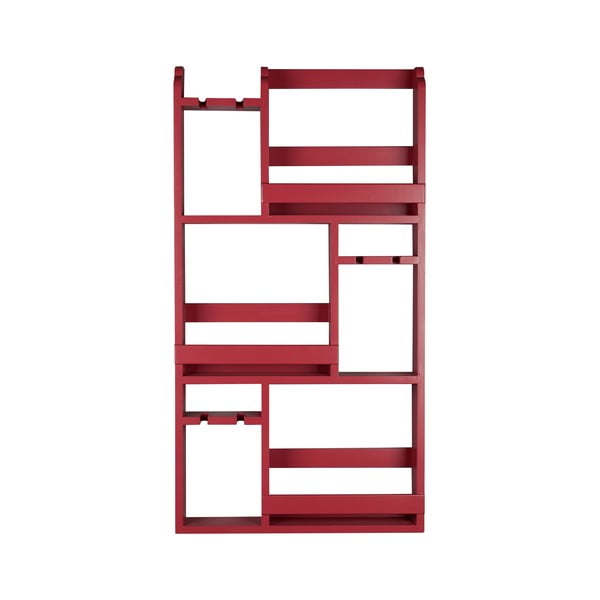 Červený nástenný regál na víno z kaučukového dreva počet fliaš 12 80x120x10 cm Myron – Dutchbone