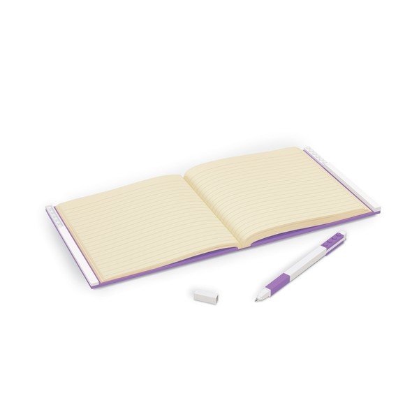 Fialový štvorcový zápisník s gélovým perom LEGO®, 15,9 x 15,9 cm-image-1