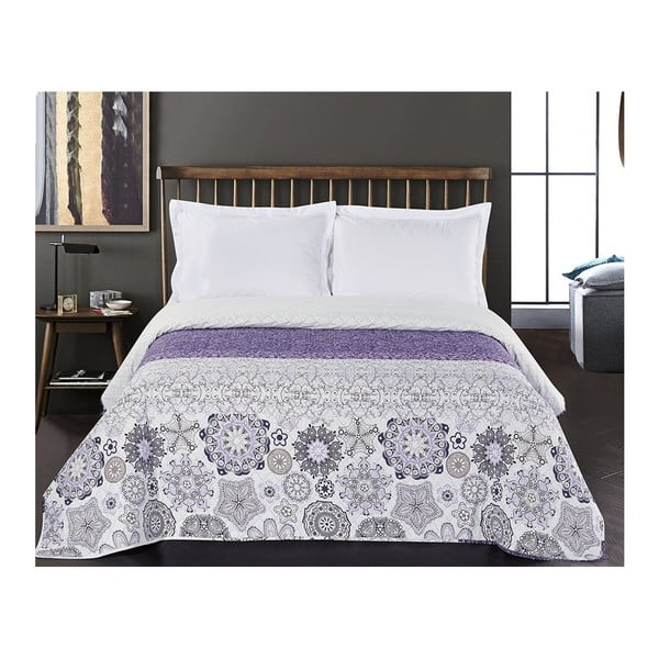 Bielo-fialový obojstranný pléd z mikrovlákna DecoKing Alhambra, 170 × 210 cm-image-2